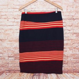 LuLaRoe | Cassie Pencil Skirt Navy/Red Stripes